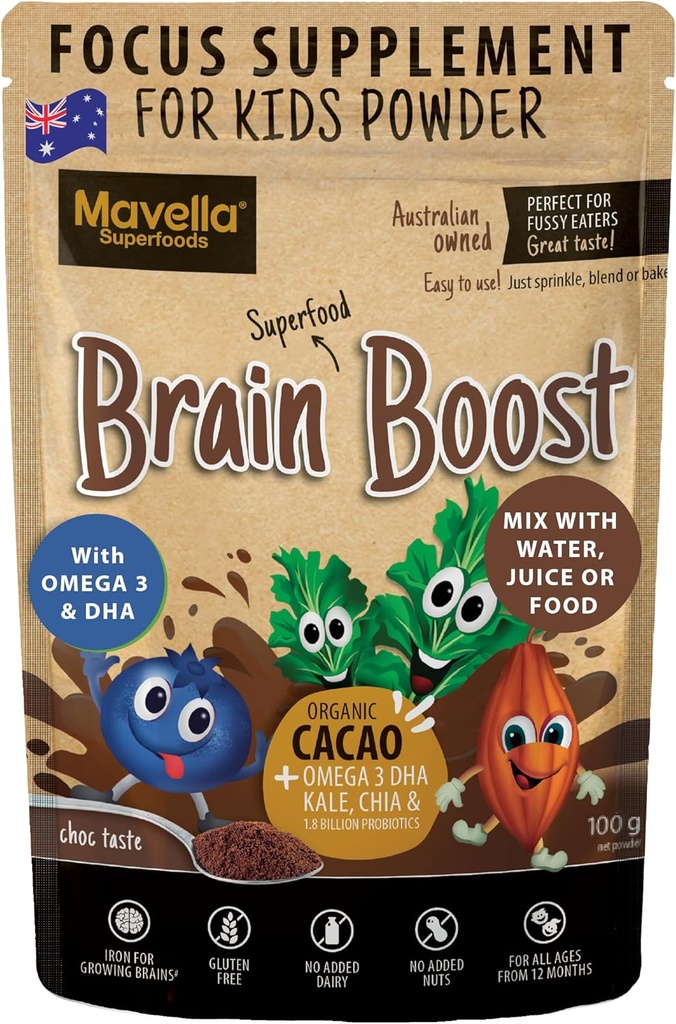 Focus Supplement for Kids Brain Boost - Omega-3 DHA Flaxseed Natural Focus & Attention Supplement for Kids with Attention Challenge Support Kids Focus Vitamins 3.52oz (100g)