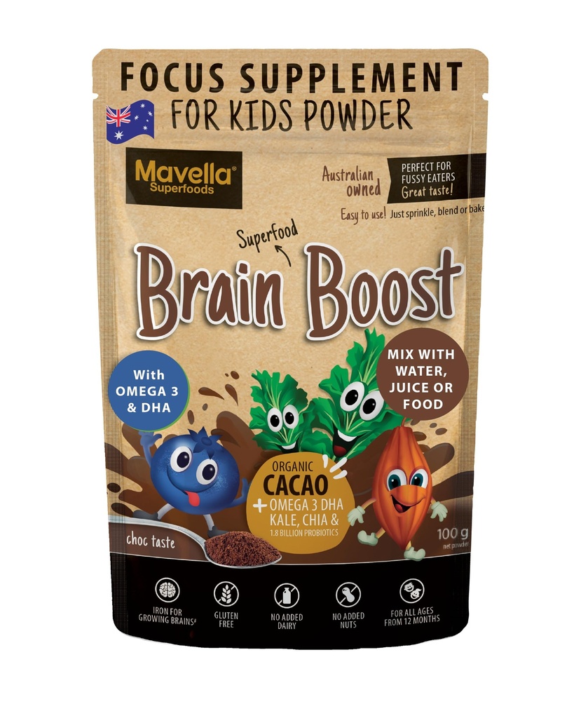 Fokus supplement for børn Brain Boost - Omega-3 DHA Flaxseed Natural Focus & Opmærksomhed supplement for børn med opmærksomhed Challenge Support Kids Focus Vitaminer 3.52oz (100g)