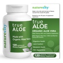 NatureCity True- Aloe Gut Health Support - 80,000mg Aloe Vera Gel Ækvivalent per servering - Organic Aloe Vera (120 kapsler) til fordøjelse, hud & fælles støtte