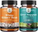 Bundle of Natural White Nyre Bean Extract - fordøjelig sundhed kostfibre og workout supplement og lever rense og Detox & reparation Formel - Herbal leverstøtte tillæg med mælk tidsel