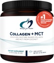 Design til sundhed Collagen + MCT, Unflavored - Hydrolyzed Grass- Fed Collagen Peptider med MCT Oil Powder til at fremme Mental Fokus, Vedvarende energi, Hud & Gut Sundhed (30 Servere)