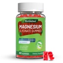 Magnesium Glycinat Gummies 600 mg til kvinder og mænd, med Magnesium L- Threonat 300mg, CoQ10 og sort peber, Vegan (60 Greve)