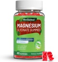 Magnesium Glycinat Gummies 600 mg til kvinder og mænd, med Magnesium L- Threonat 300mg, CoQ10 og sort peber, Vegan (60 Greve)