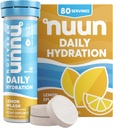 Nuun Daily Electrolyte Tablets with Magnesium, Calcium, Kalium, Chlorid & Natrium, Gluten Free, Sugar Free, & Vegan, Lemon Splash Flavor, 8 Pack (80 Servere i alt)