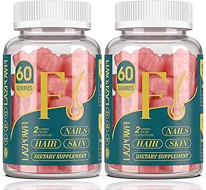 Biotin Gummies - Hår Hud og negle Vitaminer til mænd og kvinder, Vegansk vitamin B7, Understøtter hårvækst og stærkere negle, 60 dages forsyning-Raspberry-2 Pack