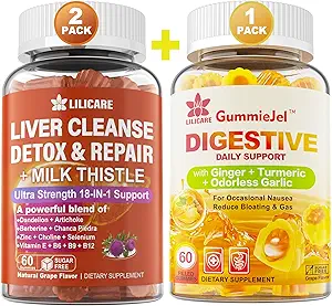 Bundle ingefær tyggegummi supplement gummies for kvalme, mave relief & lever rense Detox & Reparation gummies med mælk tidsel