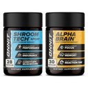 ONNIT Premium Alpha Brain Bundle - Nootrop Brain Supplement (30 Greve) for fokus, koncentration og hukommelse + Shroom Tech Sport til motion, energi & Kardiovaskulær ydeevne (28 Greve)