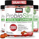 Kraftfaktor ProbioSlim Keto ACV Gummies, Organic Apple Cider Vinegummi Gummies med LactoSpore Probiotika & Prebiotika til støtte fordøjelse, Metabolisme, og immunforsvar, 1 Net Carb, Apple Flavor, 360ct