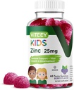 Viteey Zink til børn Gummies, 25mg - immunforsvar - kraftfulde naturlige antioxidant, Kids Zink Vitamin Supplement - Vegan, Gelatine Free, Gluten Free - Tasty Chewable Berry Flavor Gummy