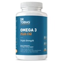 Dr. Tobias Omega 3 Fish Oil, 2000mg Triple Strength with 800mg EPA 600mg DHA Per Serving, Fish Oil Omega 3 Kosttilskud til hjerte, hjerne & immunforsvar, 90 Softgels, 45 Servere