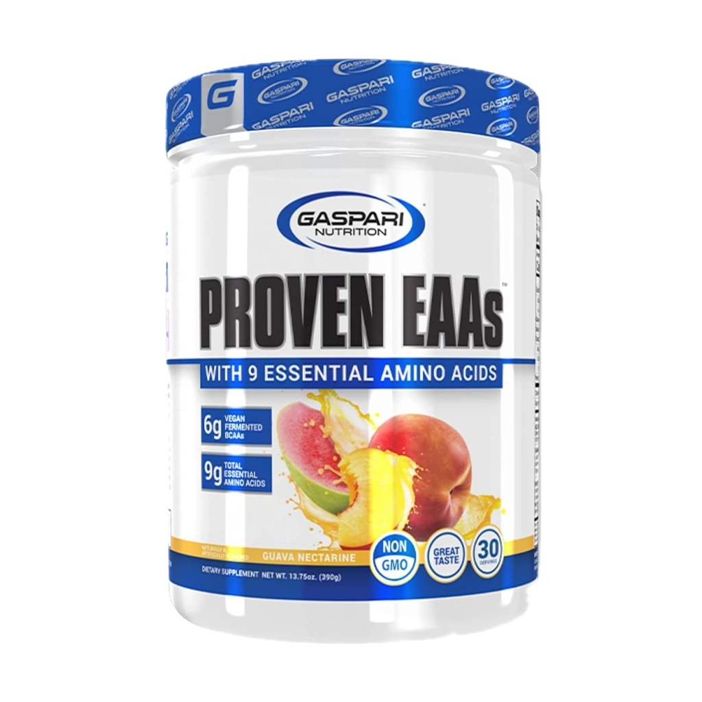 Gaspari Nutrition Proven EAA, Vegan Fermented EAA, Forbedrer inddrivelse & Replenises Electrolytes, Non GMO (30 Servere, Guava Nectarine)