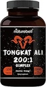 Tongkat Ali 200: 1 (Longjack) Uddrag for mænd, 2000mg Per Serving, 150 Kapsler, Indonesien Oprindelse, Eurycoma Longifolia Budd124; med Panax Ginseng for energi, Stamina, & Mand sundhedsstøtte