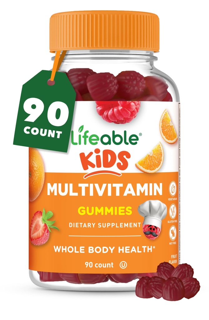 Levedygtige børn Multivitamin Gummier • 124; Great Tasting Multivitamin for børn • 124; med vitaminer A, C, D, E, B6, B12, Zink, biotin, folinsyre, jod, niacin • 124; for samlede krop sundhed • 124; 90 Gummier