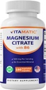 Vitamatisk Magnesium Citrate 500mg per servering - 180 Vegetariske kapsler (giver 150 mg af elementært Magnesium) - Tilføjet B6 for maksimal absorption - understøtter muskel, fælles og hjerte sundhed *