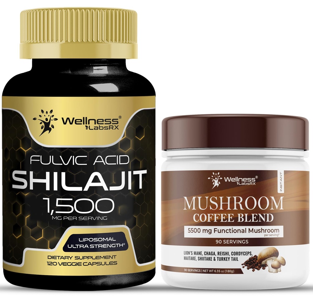 WELLENess LASSRX Shilajit Pure Himalayan Kapsler 15,000mg - Champignon Coffee Blend
