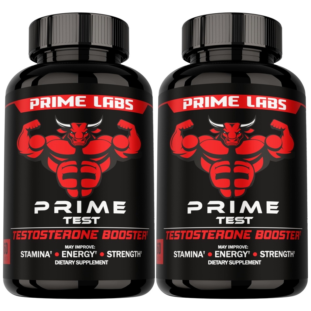 Prime Labs Testosteron supplement til mænd (2-Pack) - Stamina, Endurance, energi, & Styrke - Mænds Testosteron Booster & workout supplement - 120 kapsler