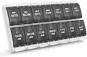 Sukuos AM PM Weekly 7 Day Pill Organizer, 2 gange en dag Pill Box med Gigt venlige trykknap, Medicin sager for Vitamin / Fish Oil / Kosttilskud, let at rengøre (sort)