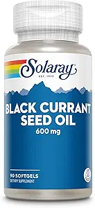SOLARAY Black Currant Seed Oil 600 mg - Supply Antioxidants, Gamma Linolensyre (GLA), Alpha Linolensyre (ALA) og Linolensyre (LA) - Skin Health Support - 60- Day Garantering, 90 Serv, 90 Softels
