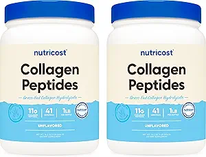 Nutricost Pure Collagen Hydrolysat (Bovin) Powder (2 Pack) - Græs Fed Bovin Collagen, 1LB Per flaske