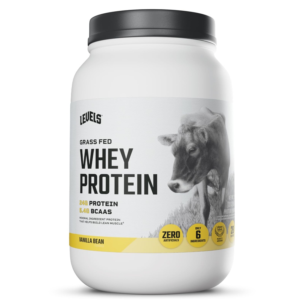 Nivels Grass Fed Whey Protein Powder, No Artificials, 24G Protein, Vanilla Bean, 2LB