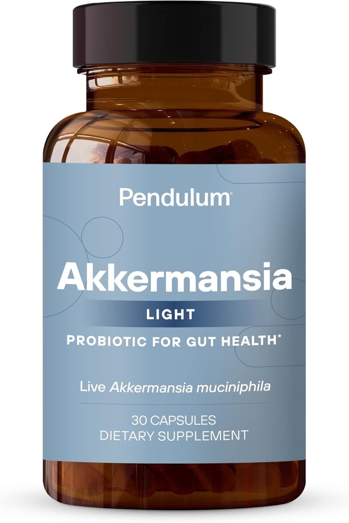 Pendulum Akermansia Light 124; Den KUN Mærke med Patenteret Live Akermansia Muciniphila Shuc124; En probiotisk supplement til kvinder & mænd; understøtter GLP-1, forbedrer Gut sundhed, Prebiotic Fiber (30 kapsler)
