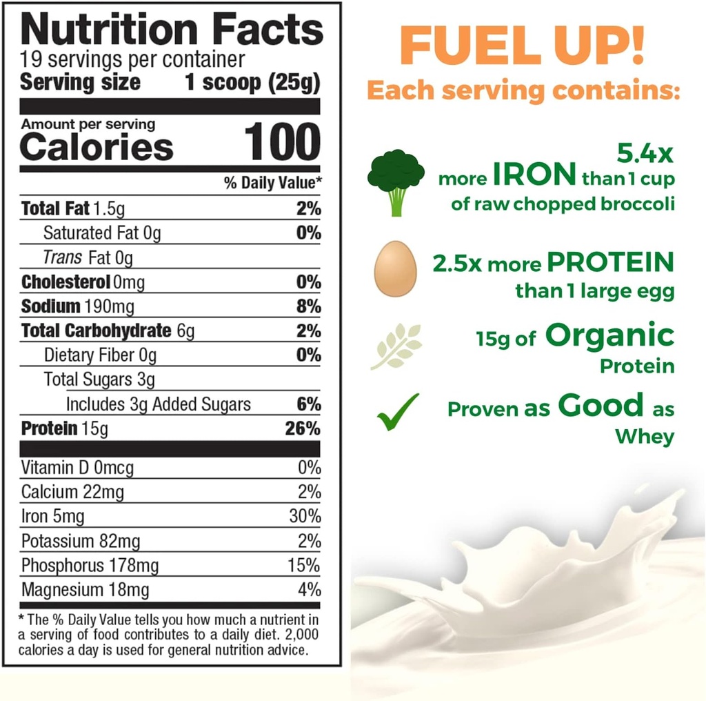 Dyrkning Naturals Organic Rice Protein Powder - 15g Plant Protein, 2,8G BCAA - Low- Carb, Low- Sugar, Non- GMO - Vanilla Blast, 16.4 Ounce (Pack of 1)