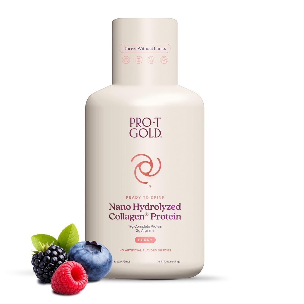 ProT GOLD Berry Sugar Free Liquid Protein Shot - 16oz Anti Aging. Bevist til Boost Immunitet. Formel Trusted af 4.000 + medicinske faciliteter til komplet proteinernæring og Proven 2X hurtigere healing
