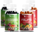 VITINITY Made with Real Fruit and Real Veggie Gummies - Superfood vegetabilsk vitamin supplement til kvinder, mænd & børn - med en blanding af frugt og grønne for daglig sundhed (60-dages levering)