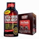 Vitamin Energy Workout + ekstra styrke Energi Shot Berry 24 Pack, 260mg Natural Coffein, Pre- Workout, B-Vitamin, Minerals, Endurance & Performance, Zero Sugar, Gluten- Free, Vegan, 1,93 fl oz