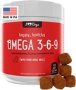 iHeartDogs Omega 3-6-9 for hunde - Hud og Coat Fish Oil supplement til hunde med ren antarktisk krill olie - Allergi & Itchy Hud Relief tygge, 120 Tæl