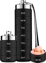 Mossime Metal Pill Organizer Weekly, Stackable Vandtæt Travel Pill Box, Stor Aluminium Alloy Pill Case Container, BPA Gratis 7 dag Daglig Medicin Organizer for Vitamin, Fiskeolie, tillæg
