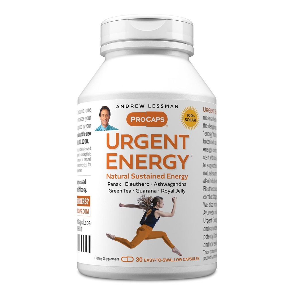 ANDREW LESSMAN Urgent Energy 30 Capsules - Giver en sikker, sund måde at forbedre energi niveauer og følelser af Well- Being, Green Tea, Guarana, Ginseng, Royal Jelly, Ashwagandha, B- Complex
