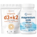 Micro Ingredients Vitamin D3 5,000iu + K2 100mcg Softgels & Magnesium Oxide 400mg Bundle Pack Removal 124; Essential Sunshine Vitamin Removal 124; Elemental Form for Max Concentration