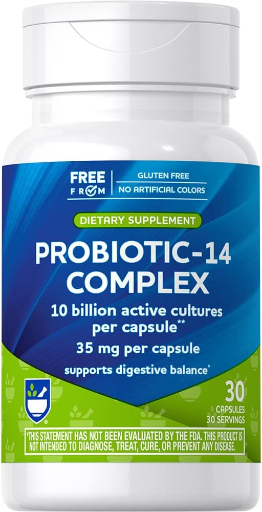 Rite Aid Probiotic 14 Complex 10 Millioner - 30 Tæl, Gendannelse Gode Bakterier, Colon Sundhed, Daily Colon Health Probiotika, Herre & Kvinder Probiotika
