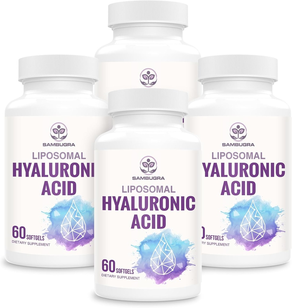 Liposomal Hyaluronsyre 1000mg, High BioavailabilityHyaluronsyre kapsler, Kosttilskud Support Hud og knogler, 240 kapsler (pakning med 4)