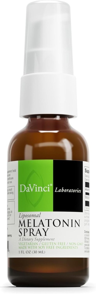 DAVINCI Labs Liposomal Melatonin Spray - Sleep Support - Sengetid Spray med 3 mg Melatonin Per Servering - Fast- Fungerende Formel - Understøtter Rastful Sleep - 30 ml