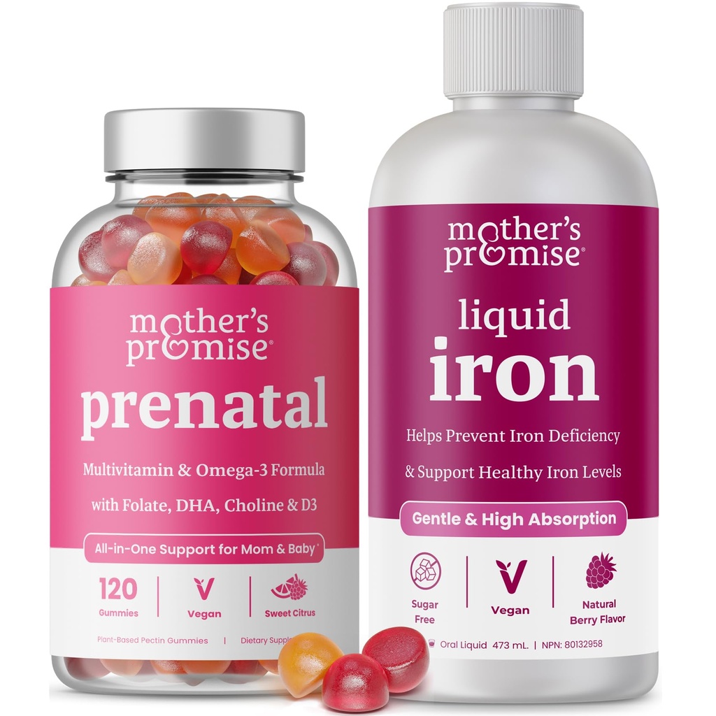 Mors løfte prænatal gummies & flydende jern bundle
