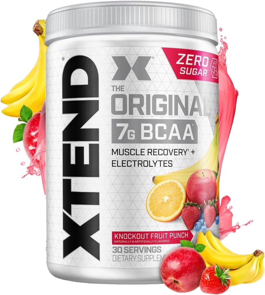 Xtend Original BCAA Powder 7g BCAA og 2,5 g L- Glutamin, Sukker Free Post Workout Muscle Recovery Drik med Aminosyrer til mænd og kvinder, 30 Servering