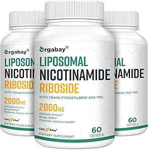 Orgabay Liposomal Nicotinamide Riboside 2000 MG with TMG and Pterostilbene, Boosting NAD+, Support Healthy Aging, 180 Count