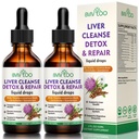 2 Pack Lever Health Liquid Drops - 2000mg Milk Thistle, Mælkebøtte Root, Artiskoke, Silymarin Extract, & Gurkemeje urter - Vegan, Non- GMO - 4 Fl Oz (120ml)