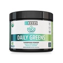 ZHOU Nutrition USDA Organic Supergreens Powder, Superfood Smoothie Juice Mix, Spirulina, Chlorella, Wheatgrass, Kale, Fiber, Immun og energi Support, Vegan, Non- GMO, 30 Servere