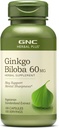 GNC Herbal Plus Ginkgo Biloba 60mg Supplement, Vegetar, Understøtter Mental Sharpness, 100 Servere