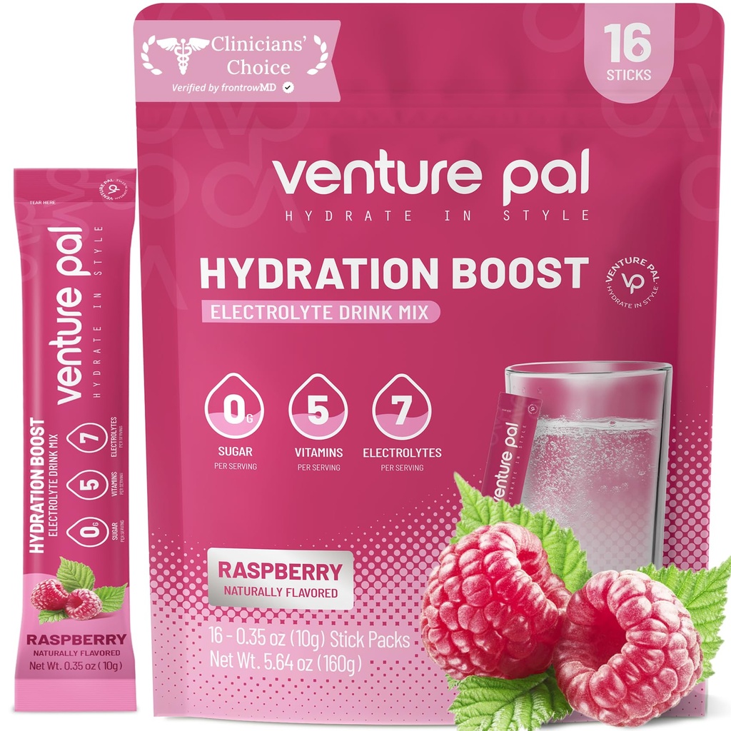 Venture Pal Sugar Free Electrolyte Powder Packets - Flydende Daily IV Drink Mix for Rapid Hydration & Party Recovery