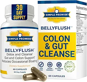 BellyFlush - Glat kolon & Gut Cleanse tillæg med mælk tidsel & bentonit Clay - Understøtter Forstoppelse, Debloat, fordøjelsesbesvær & flushing - 60 kapsler