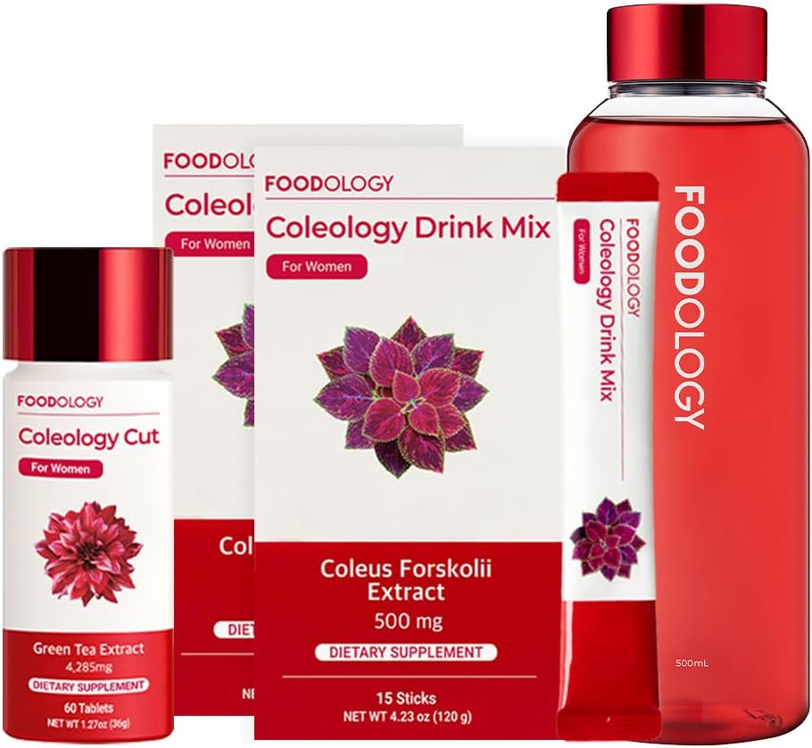 LEVNEDSMIDLER Rødflaske 1-måned Burning Set / Coleology Drink Mix (2ea) & Coleology Cut (1ea) & Vandflaske (1ea)