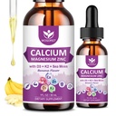 Calcium Citrate 1000mg med D3- vitamin til kvinder og mænd - Liquid Calcium Magnesium Zink D3 K2 tillæg til ben, Tandpleje, sukkerfri, Vegan, Banana Flavor - 1 Fl Oz (2 Pack)