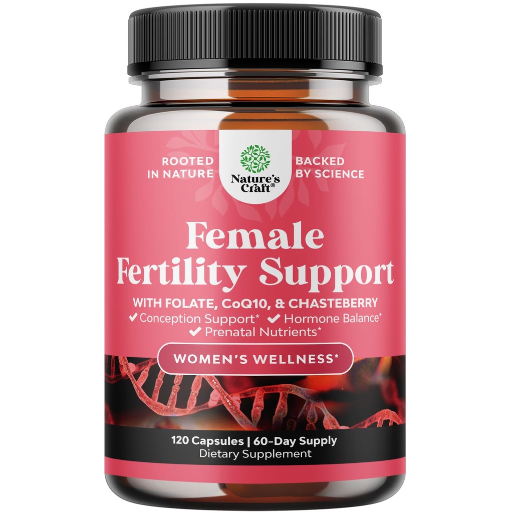 Fertilitet supplement til kvinder med prænatal multivitaminer - Kvindelig Fertilitet Support med prenatal Cholin Inositol Folate Chasteberry og CoQ10 Fertilitet Blend for kvinder til at fremme hurtigere konception