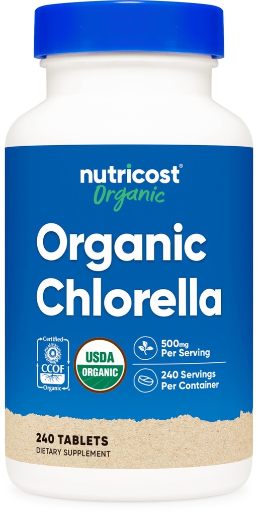 Nutricost Organic Chlorella 500 mg, 240 tabletter - Gluten Free, Non- GMO