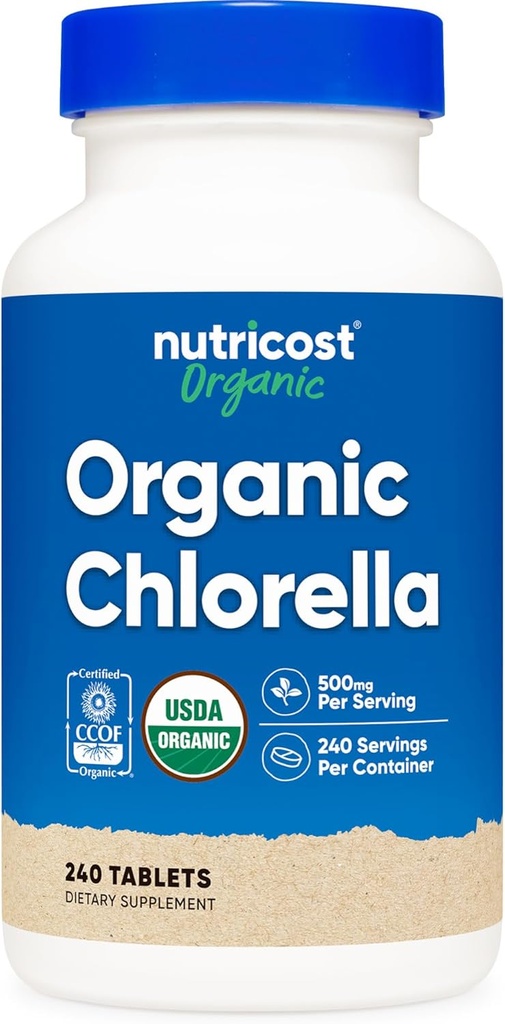 Nutricost Organic Chlorella 500mg, 240 Tablets - Gluten Free, Non-GMO