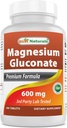 Bedste Naturals Magnesium Gluconat (35 mg Elemental Magnesium fra 600 mg Magnesium Gluconat) 180 tabletter